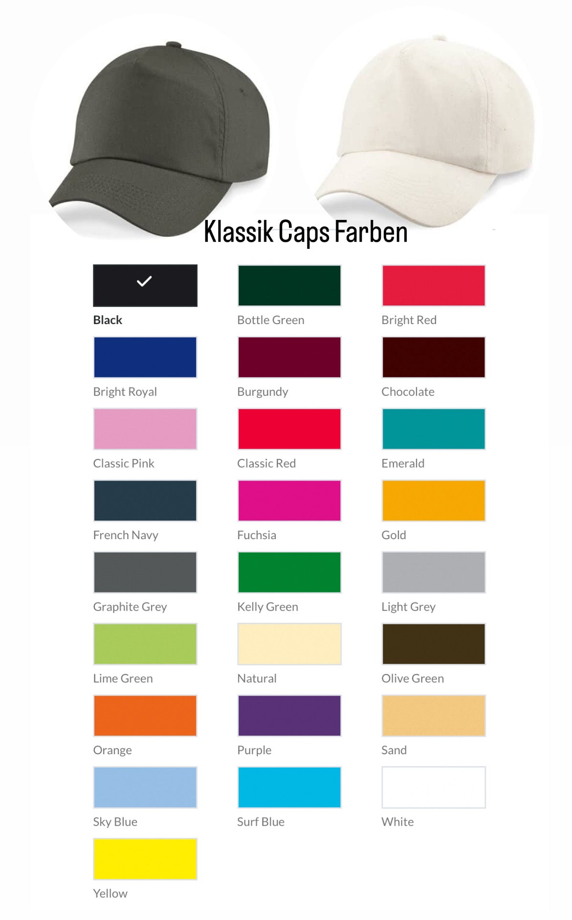 Personalisierte Caps