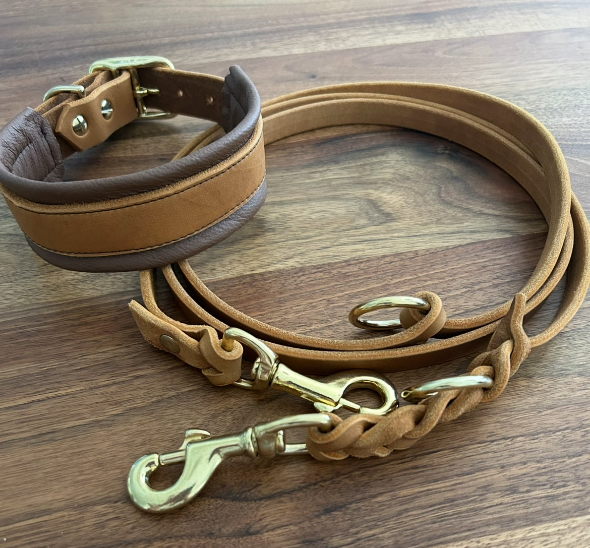 Leder Halsband und Leine SOFT GUARD Premium Kollektion