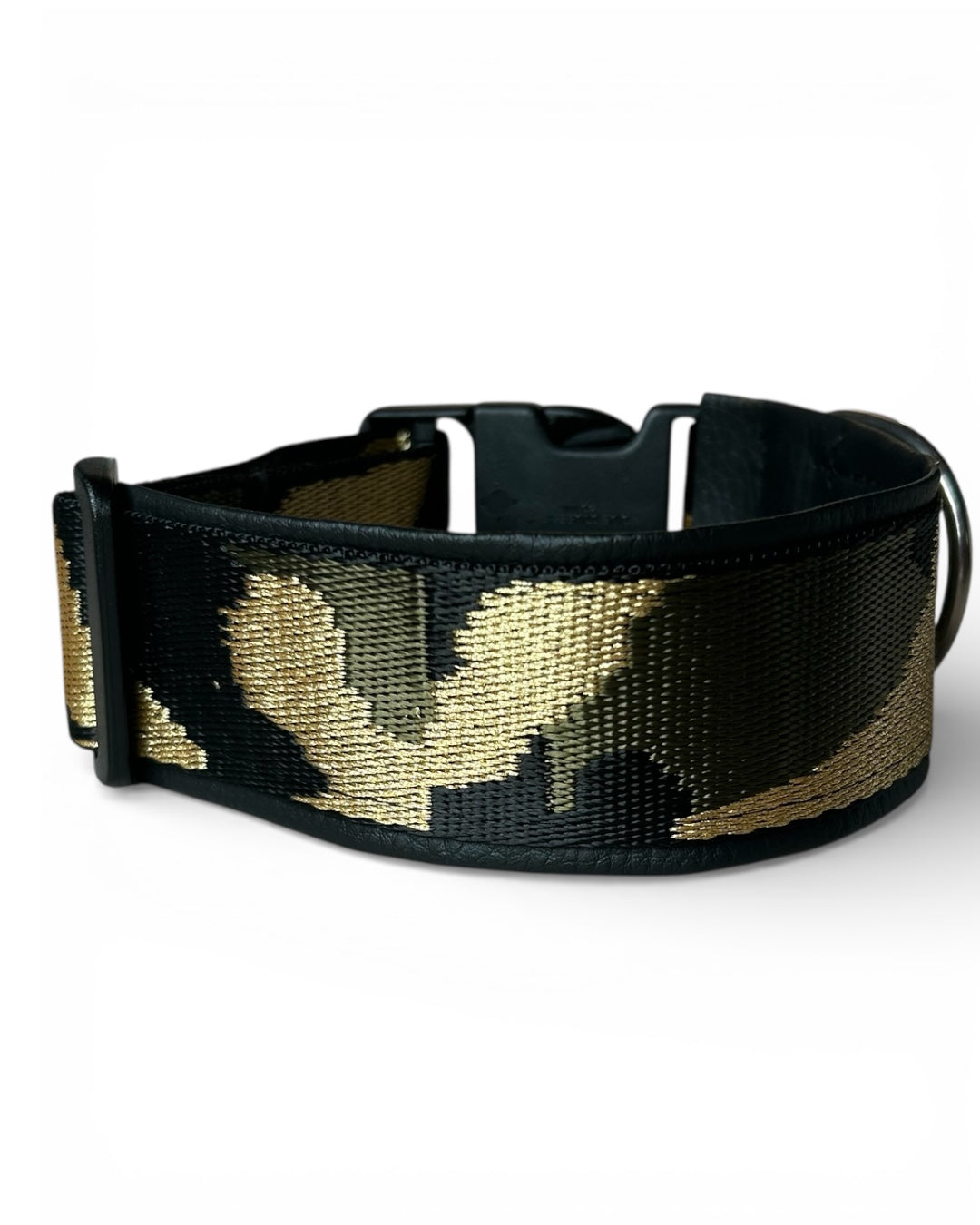Hundehalsband Camouflage Olivgrün Schwarz Gold
