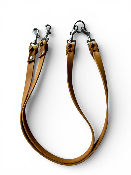 Doppelleine für 2 Hunde aus weichem Fettleder