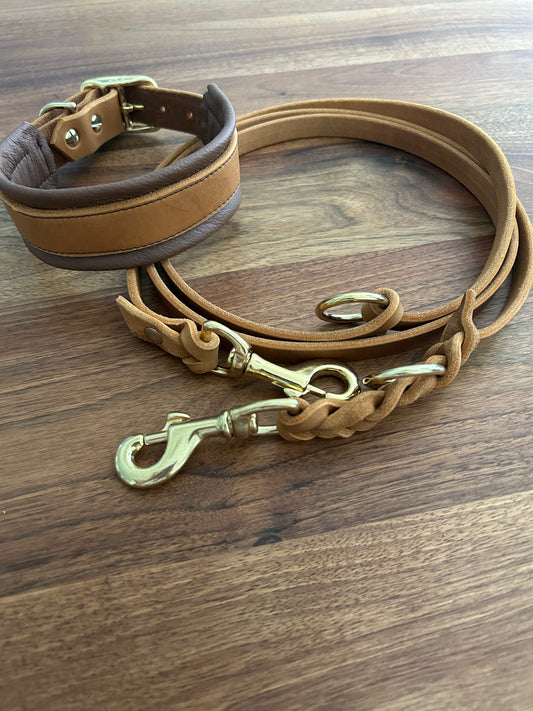 Leder Halsband und Leine SOFT GUARD Premium Kollektion