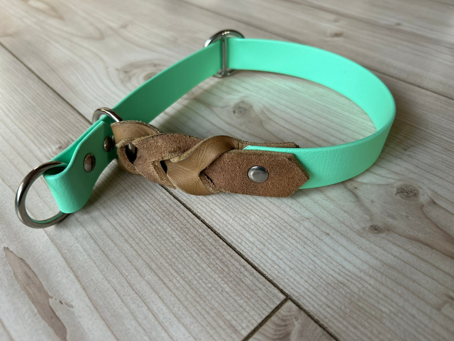 Zugstopp-Halsband aus Biothane und Fettleder