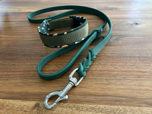 Hundehalsband und Leine Set Wildflower gepolstert