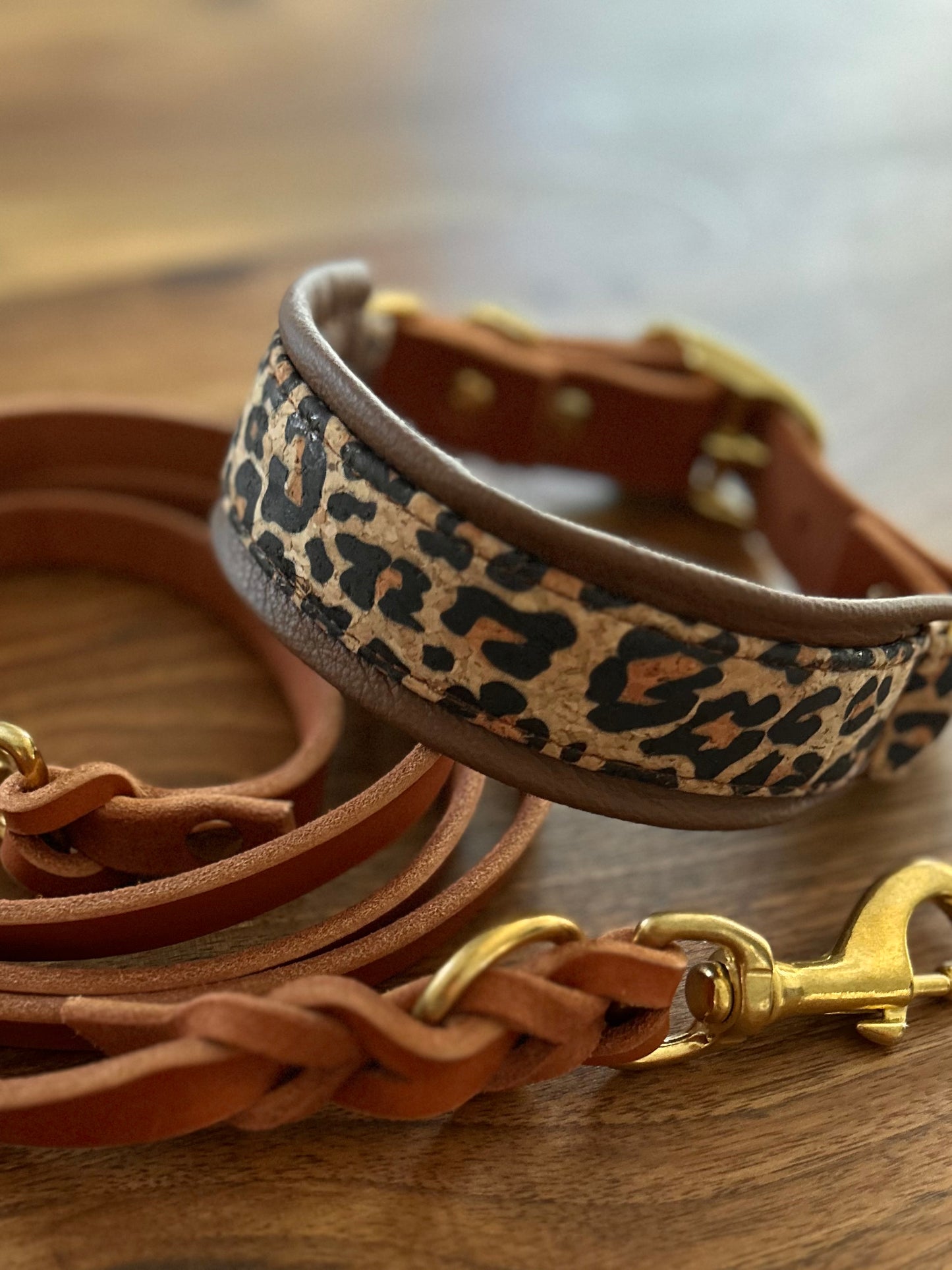 Halsband-Leinenset Leo/ Leder Limited Edition