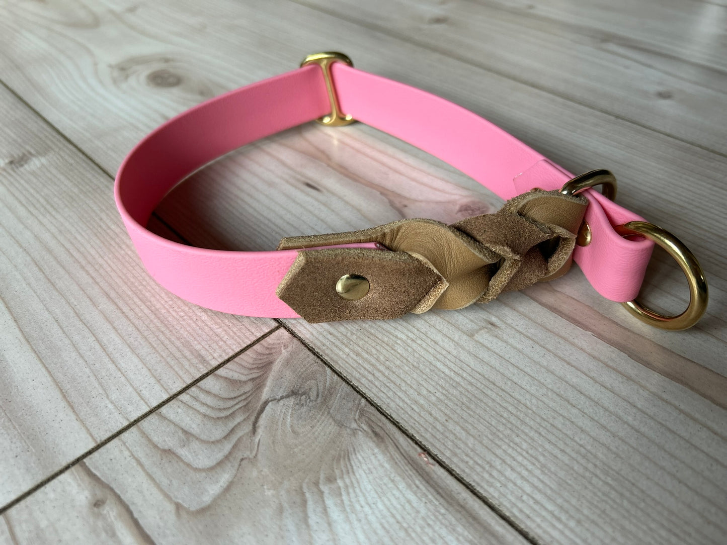 Zugstopp-Halsband aus Biothane und Fettleder
