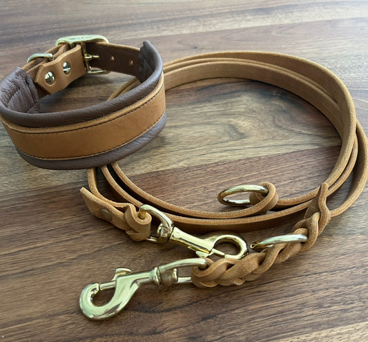 Leder Halsband und Leine SOFT GUARD Premium Kollektion